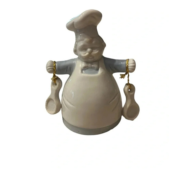 Vintage Chef Dinner Bell, Ceramic Spoons Made In Japan - Picture 1 of 5
